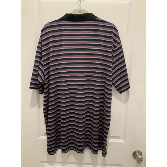 Peter Millar Polo XXL Mens Black Gray Striped Short Sleeve Summer Comfort - Picture 3 of 9